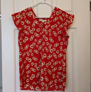 Floral red professional top